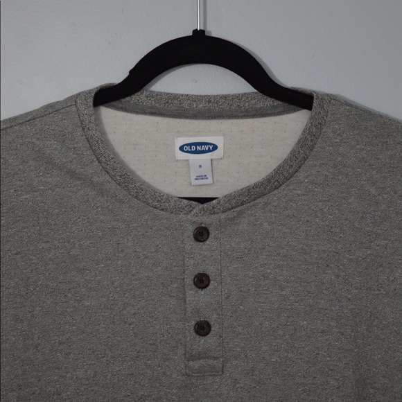 Old Navy Grey Log Sleeve Henley for Men - Picture 3 of 6